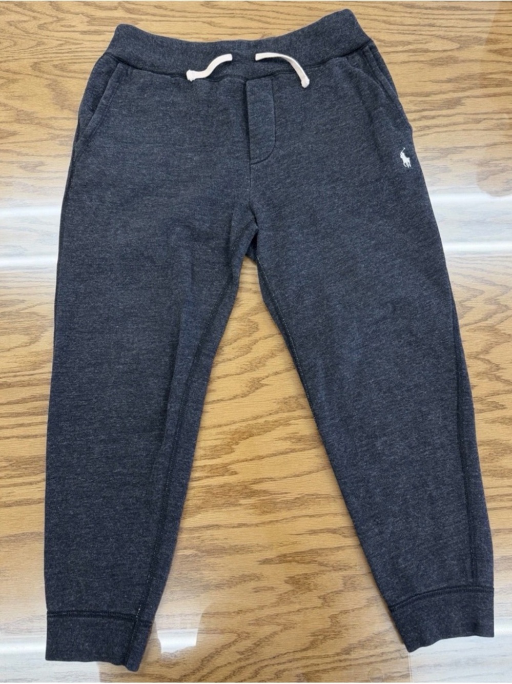 Polo Ralph Lauren Cotton Sweatpants Gray Drawstring White Pony S Cuffed Jogger
